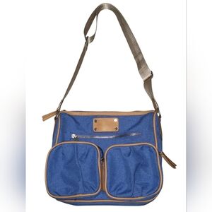 Adrienne Vittadini Blue and Tan Crossbody Bag